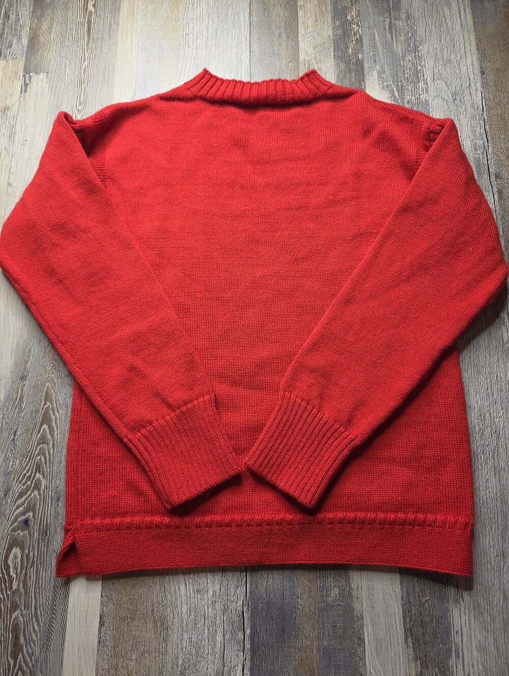 Totome Wool Guernsey Knit Sweater Red XS